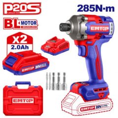 Aku rázový utahovák 20V 285Nm 1/4" 2x2.0Ah