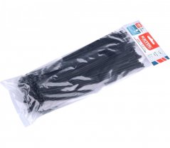 pásky stahovací černé, rozpojitelné, 300x7,2mm, 100ks, nylon PA66
