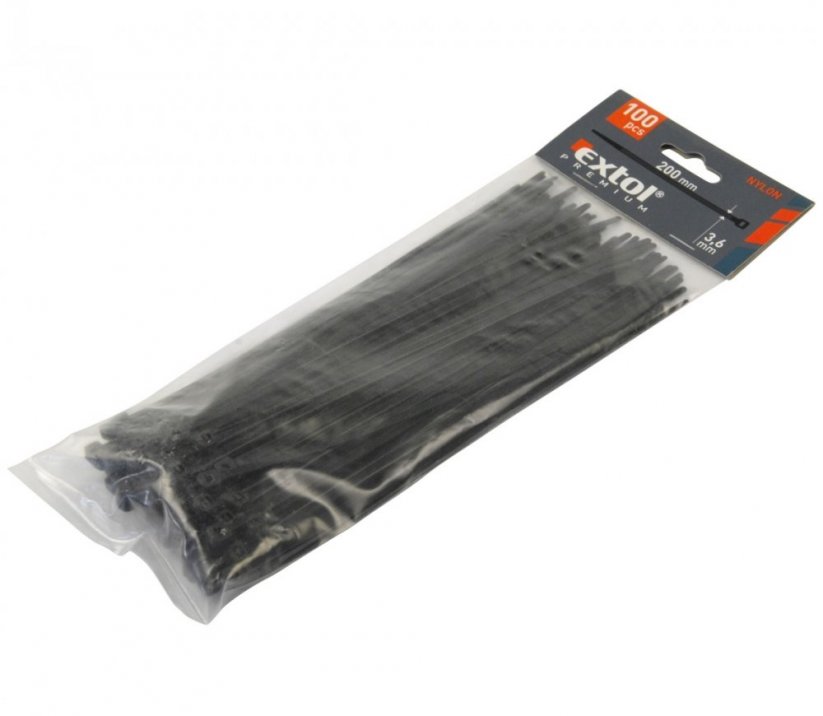 pásky stahovací na kabely černé, 100x2,5mm, 100ks, nylon PA66