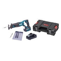 Aku mečová pila 18 V + 2 baterie 2.0 Ah + nabíječka 2.4 A + pilové plátky + box