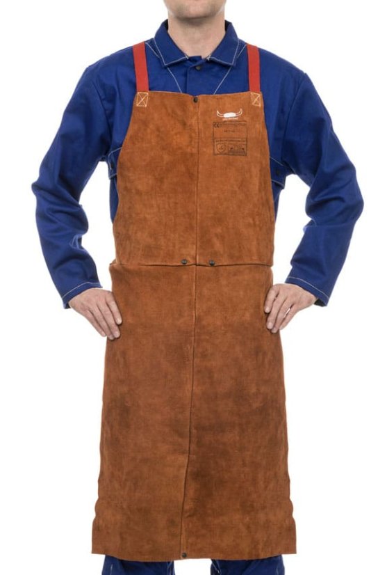 Svářecí zástěra s laclem z hovězí štípenky Lava Brown™ | 44-7142W | šířka 80cm/výška 107cm
