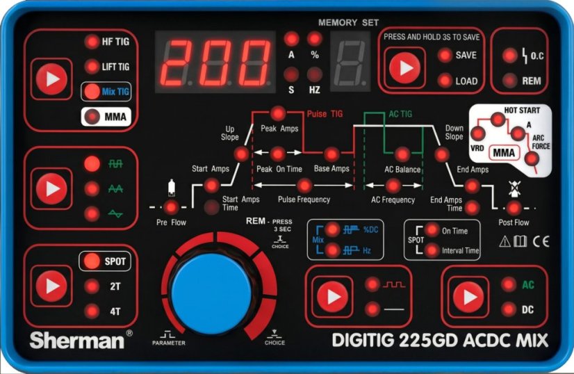 Zvárací invertor TIG | DIGITIG 225GD AC/DC MIX | 200A / 60% | horák SR26 / 4m