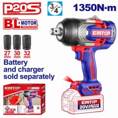 Aku rázový utahovák 20V 1350Nm 3/4" solo