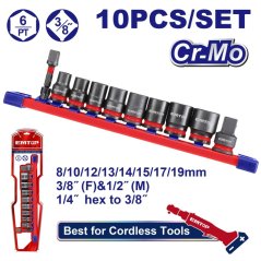Sada 10 ks rázových nástrčných hlavic 3/8"